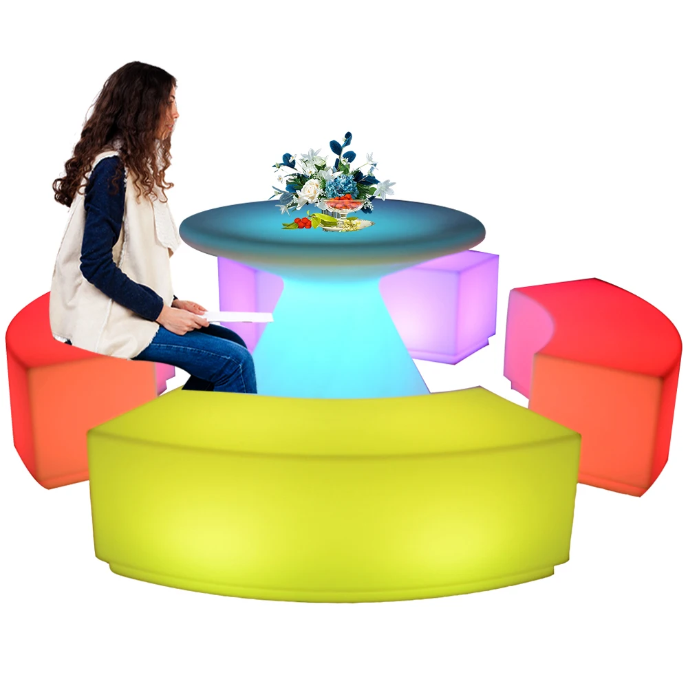 garden event party wedding nightclub Glow in the Dark Furniture LED ice Bucket Bar Table chair furniture stool sofa set