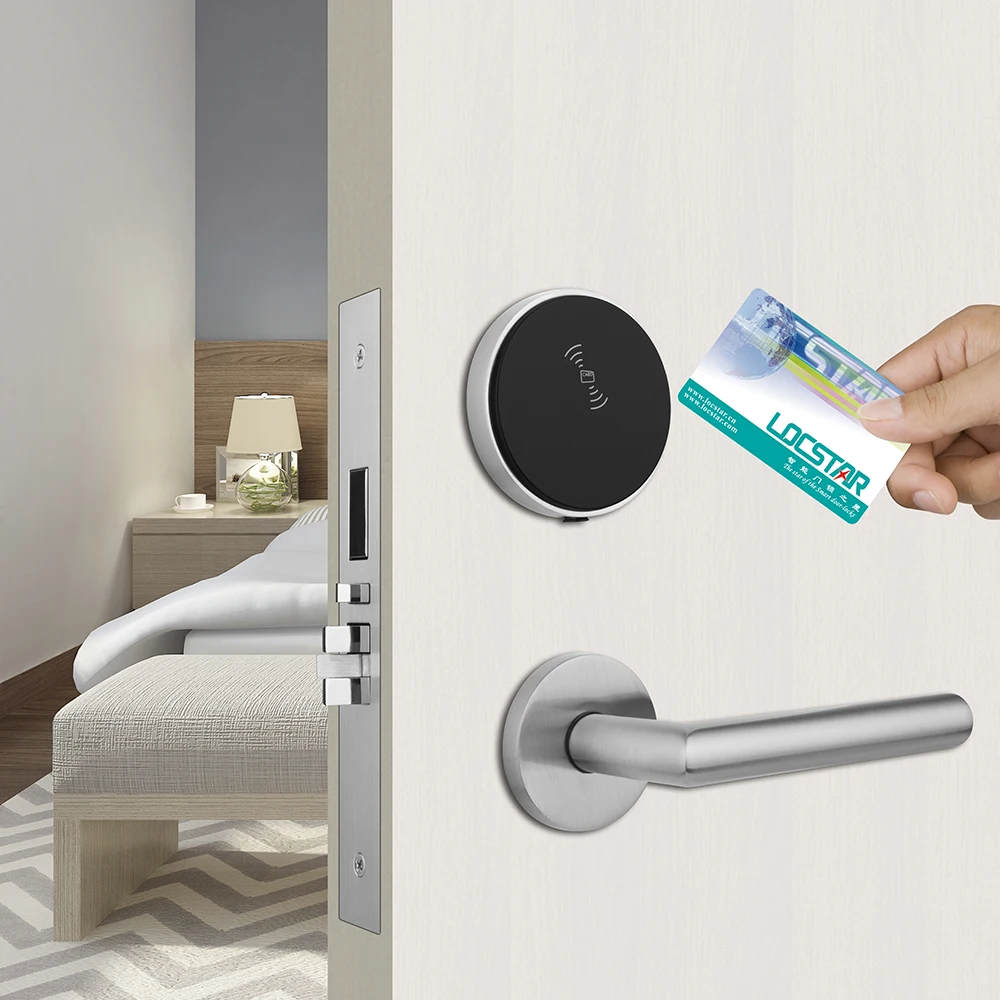 Locstar Security ANSI Mortise Split Intelligent Electronic Keyless Entry Smart Rfid Card13.56Mhz Hotel  Lock