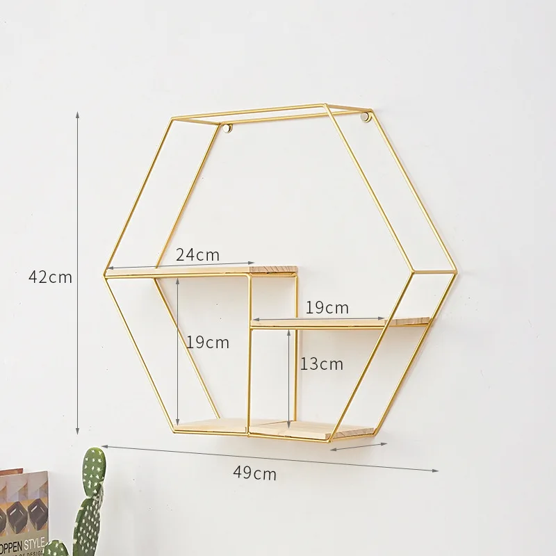 
wal art Modern Home Decor Wall Mounted Display Shelf Metal Wood Wall Storage Rack for Decoration 