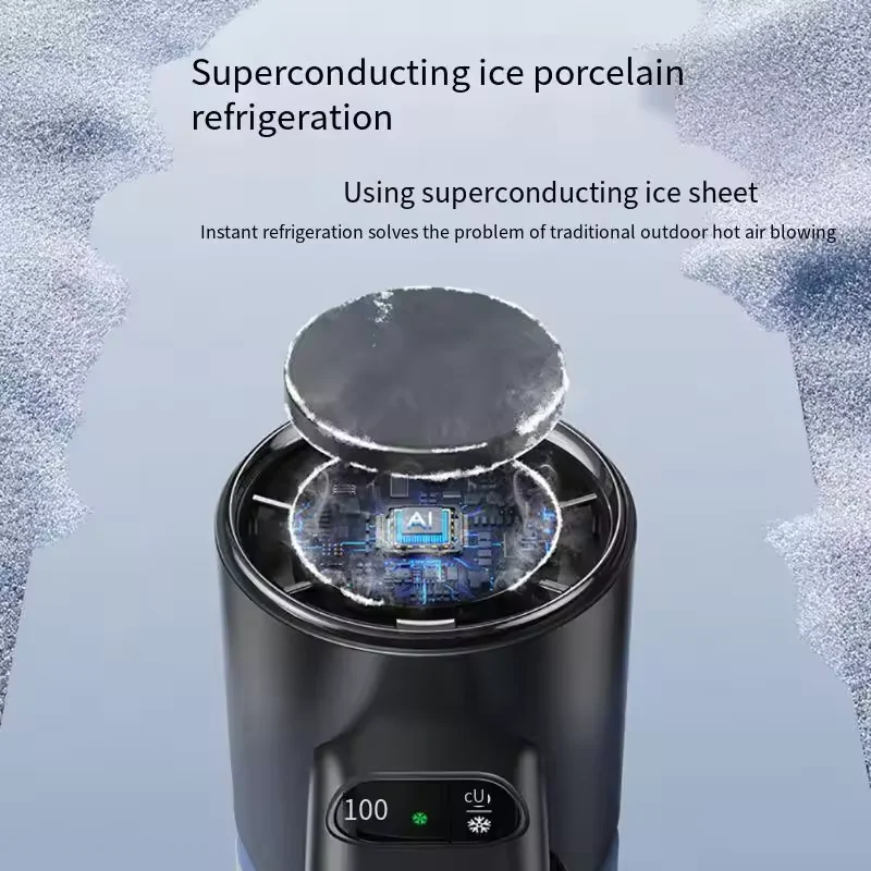 4800mAh High Speed Handheld Mini Turbo Fan Portable Rechargeable Fan Outdoor Ice Cooling Desktop Hand Fans For Summer Gift