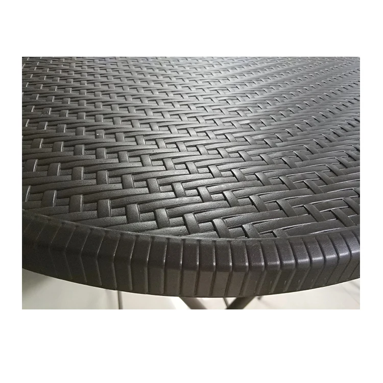 Round Plastic Table High Bar Folding Cocktail Table with Rattan Design for Garden Party or Balcony,wholesale cocktail tables