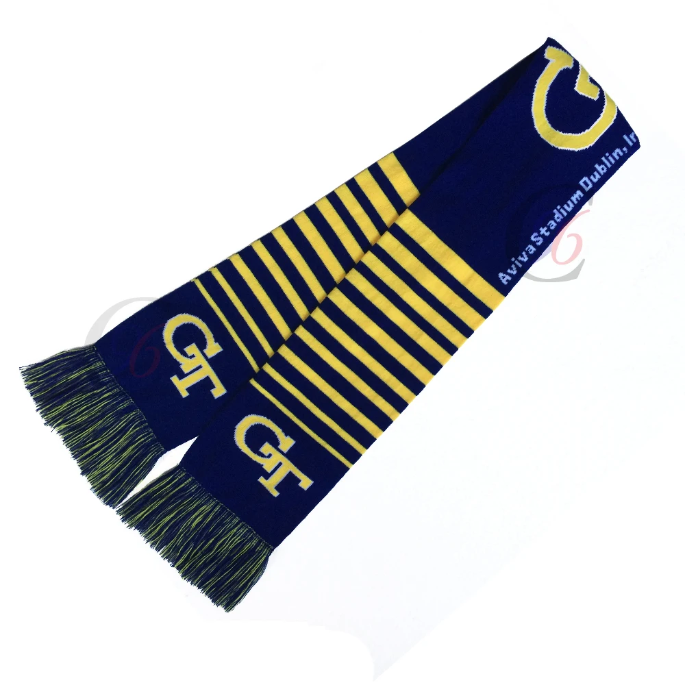 
Crochet winter football printed knitted embroidered scarf 