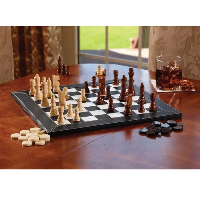 3 в 1 люкс нарды шашки игровой Шахматный набор из искусственной кожи портативный нарды Людо настольная игра