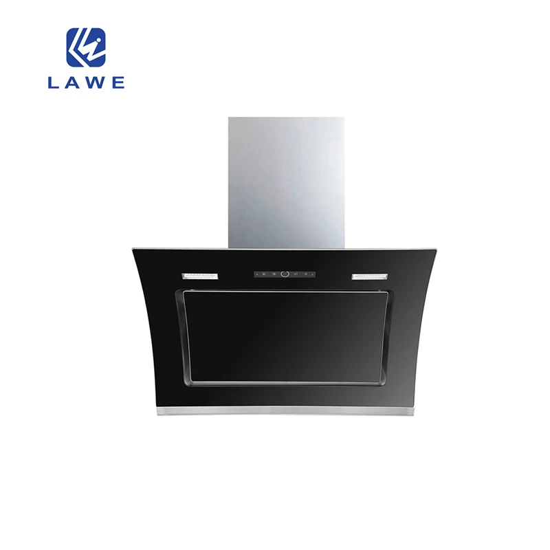 OEM hot selling kitchen hood Custom Wall mounted range hood 90cm side suction chimney Stainless steel body smart cooker hood