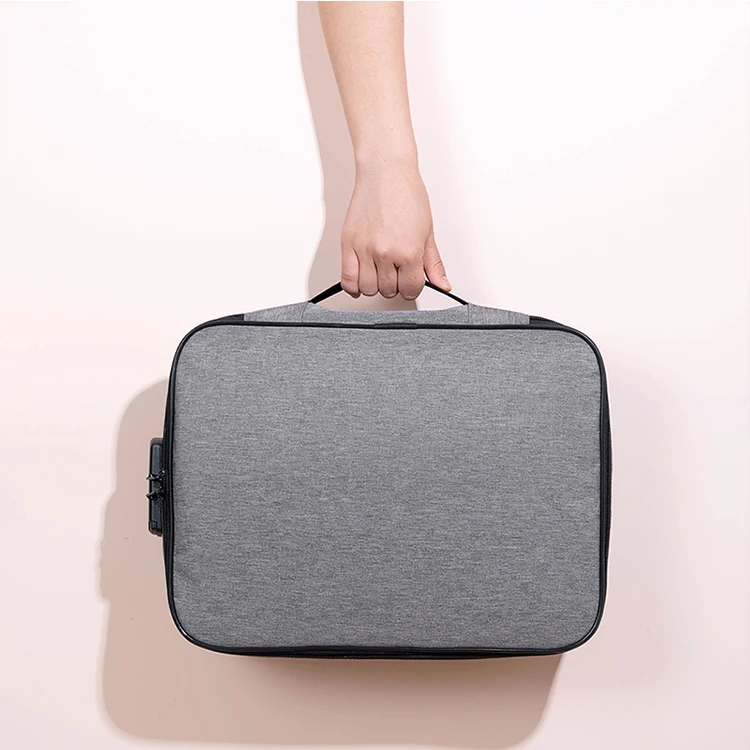 Multi-Layer Portable File Storage Safe Bag with Lock for Important Passport Certificates Waterproof Document Organizer Bag