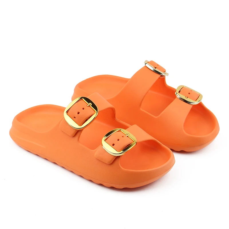 Wholesale Flat Sandals For Women Double Buckle Adjustable Slides Pillow Slippers EVA Slides Slippers Sandals Womens Slippers