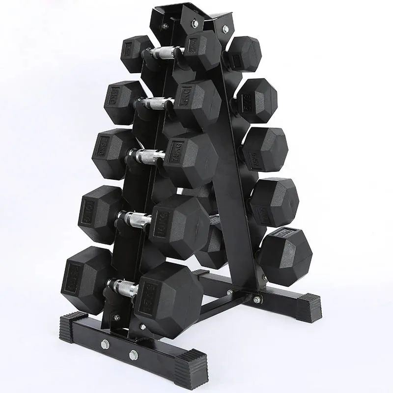 Wholesale Rubber dumbbells 2.5kg-60kg iron cast gym hex dumbbell commercial rubber hexagon dumbbell