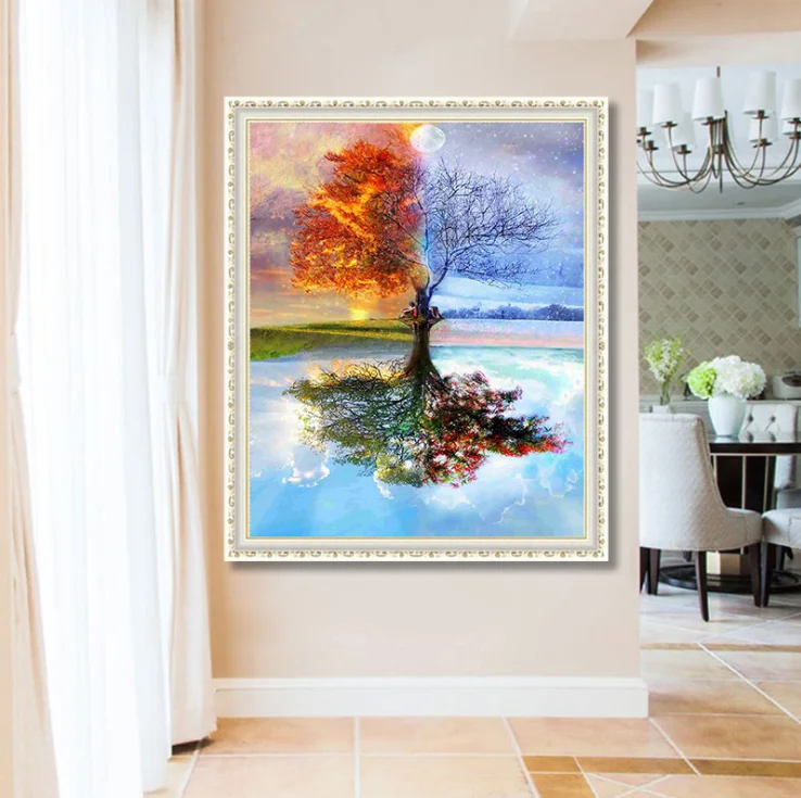 Yiwu wholesale canvas crystal art painting 5d diy landscapes diamond painting