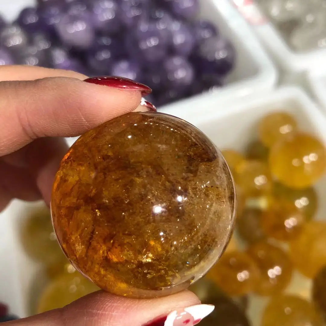 Donghai Wholesale healing crystal stones yellow topaz ball citrine sphere for sale