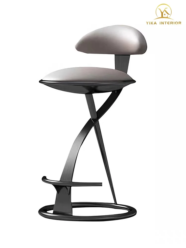 Factory direct sales Italian luxury home bar chairs golden stainless steel frame leather upholstered bar stools