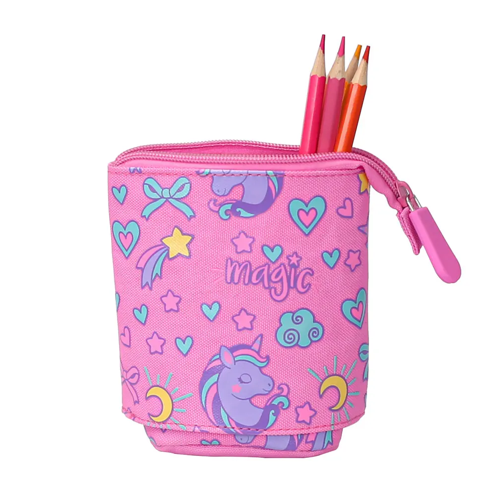 Custom Cute School Stationery Bag Cartoon Kawaii Leather Pencil Case For Girls