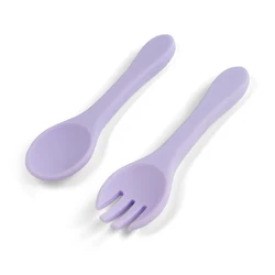 Dishwasher Safe Infant Toddler Food Grade Soft Silicone Baby Spoon Fork