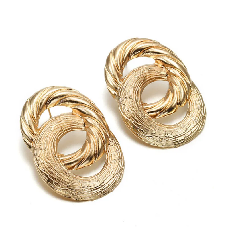 Drop Dangle Earrings for Women Round Hollow Oval Statement Jewelry Heart Earring Big Metal Hot Selling Spray Painted Geometric