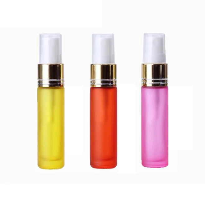 
5ml 10ml matte frosted mini empty refillable travel size glass spray perfume bottles set 