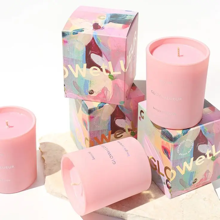 Factory Hot Sale Free Design Color Box Luxury Custom Soy Wax Candle Box Packaging Folding Small Cardboard Box for 10oz Candle