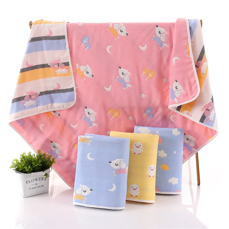 big size printed cute pattern 100% cotton fabric kids air condition quilt blanket quilt towel