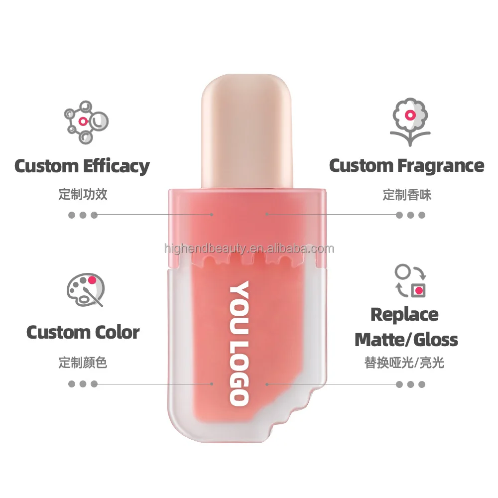 Kids Line Icy Cream Container Liquid Lipgloss Vegan Shiny Lip Gloss Make Your Own Lipgloss