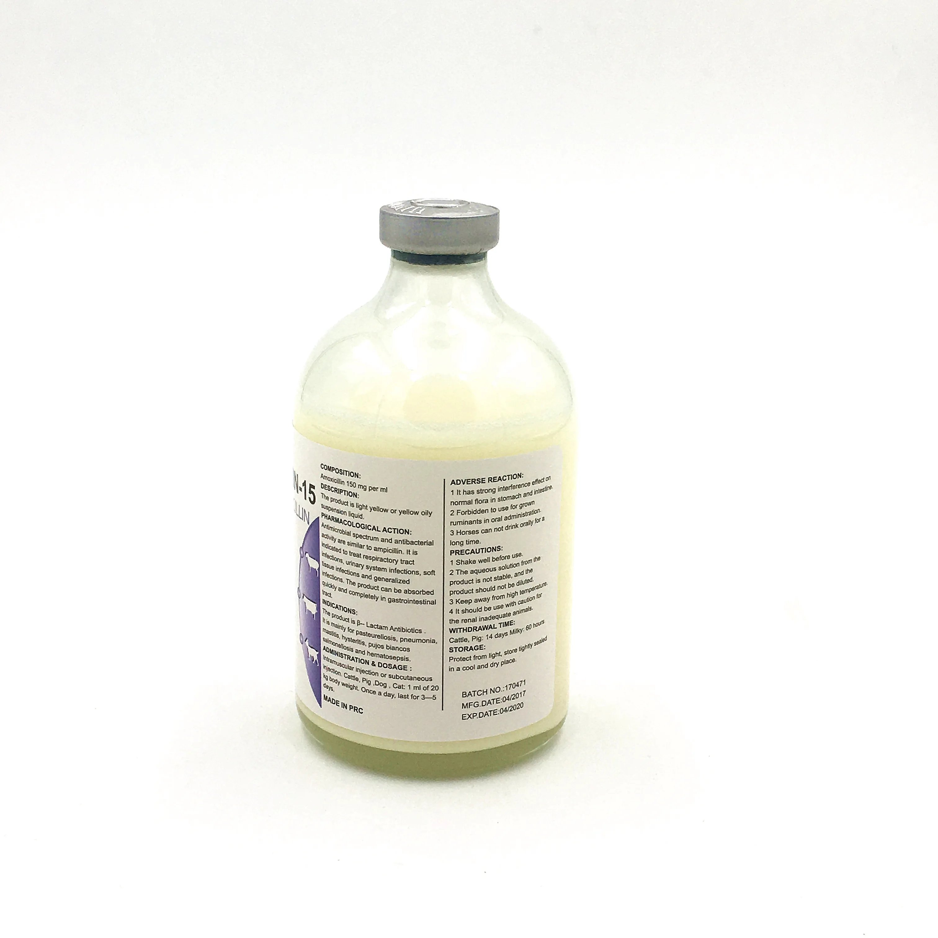 
veterinary drug 15% amoxicillin injectable water solution 