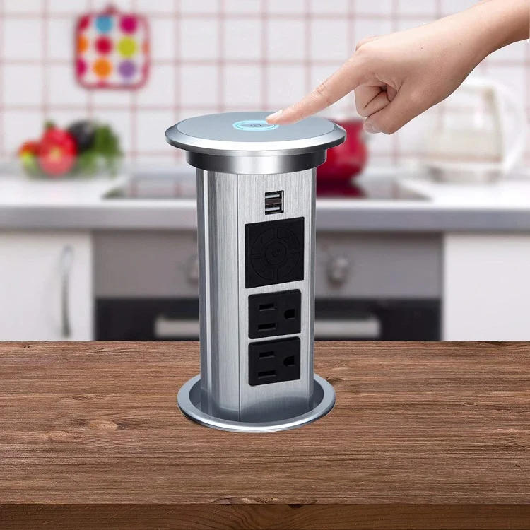 Concealed Motorized Pop Up Power Sockets with Wireless Charger