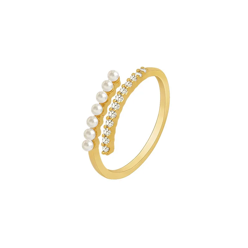 Pearl ring female fashion personality Instagram niche design luxury simple delicate open ring ring open temperament