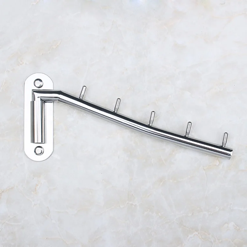 Folding Wall Mounted Clothes Hanger Rack Clothes Hook Stainless Steel with Swing Arm Holder Clothing Hanging Closet Organizer