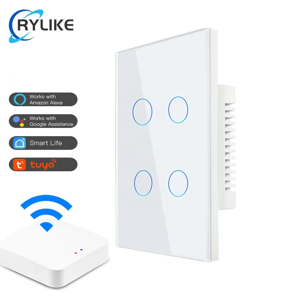 SAA Approval Zigbee Dimmer Switch Tuya Smart Life App AU/US Standard Touch Screen Glass Panel LED Smart Dimmer Light Switch