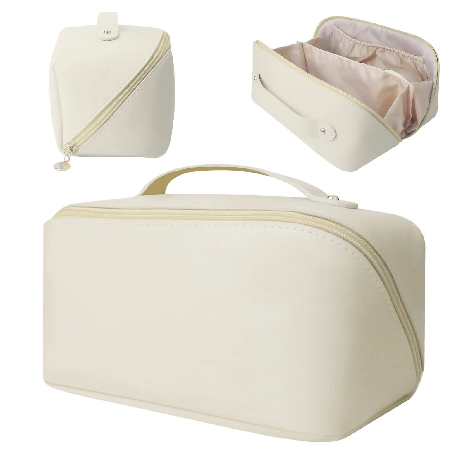 Portable Toiletry travel  Bags & Case Make up organizer PU leather cosmetic bags with sewed inter bag