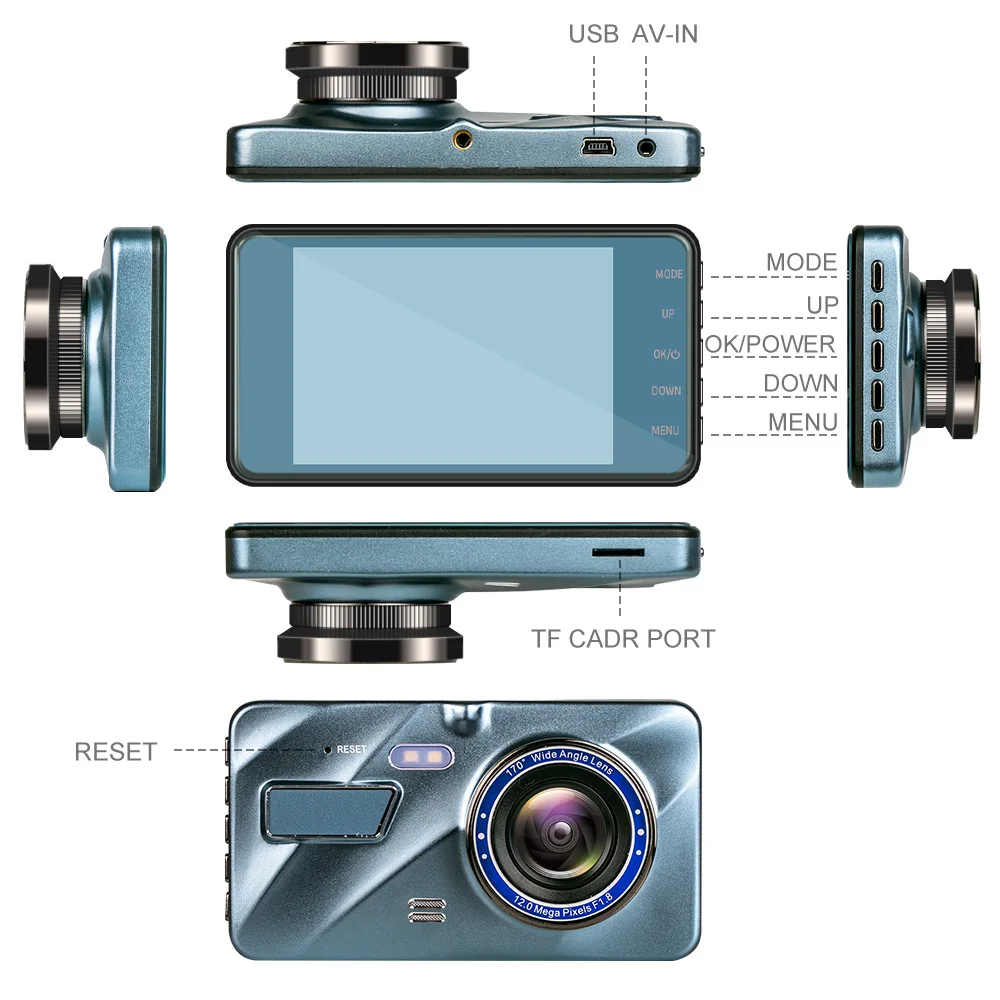 3.6 Full HD G Sensor Portable Cycle Recording Dash Cam DashcamCar DVR Video Recorder Dash Camera 1080P Rear View Dual Lens