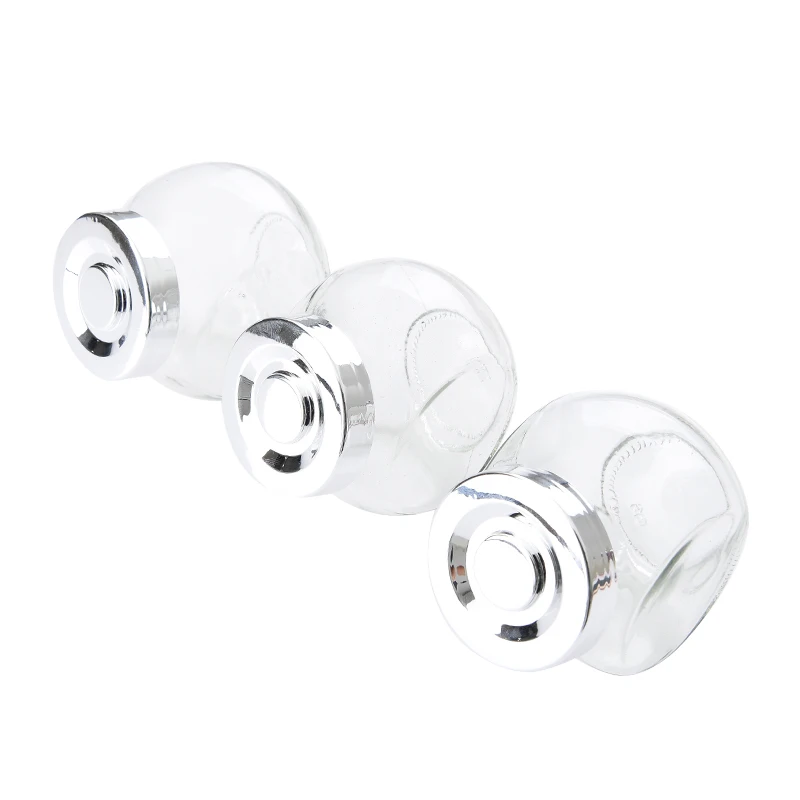 Wholesale 450ml 750ml 1500ml Flat Drum Shaped Dried Fruit Nuts Coarse Grains Food Storage Glass Jar with Electroplate Lid