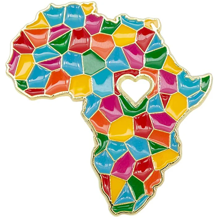 Colorful Mosaic African continent map Enamel Label Pin Black Lives Matter Pin
