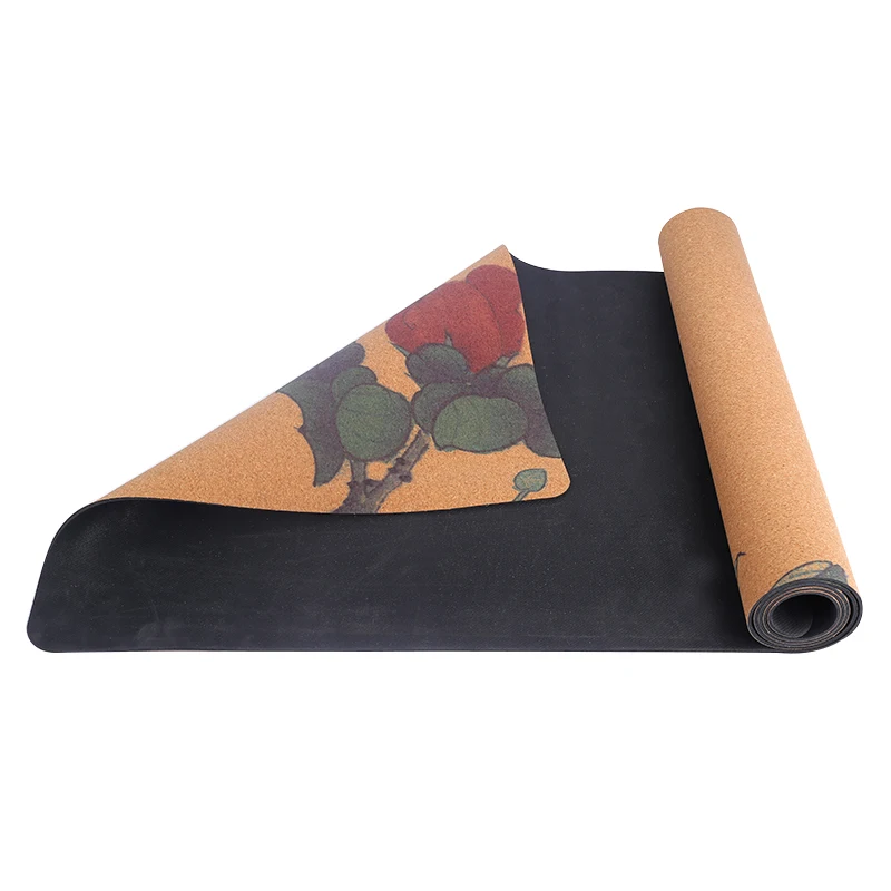 Eco Friendly Gym Fitness Oem Sports Mat Anti-slip Natural Rubber Bottom Cork Yoga Mat Custom Logo