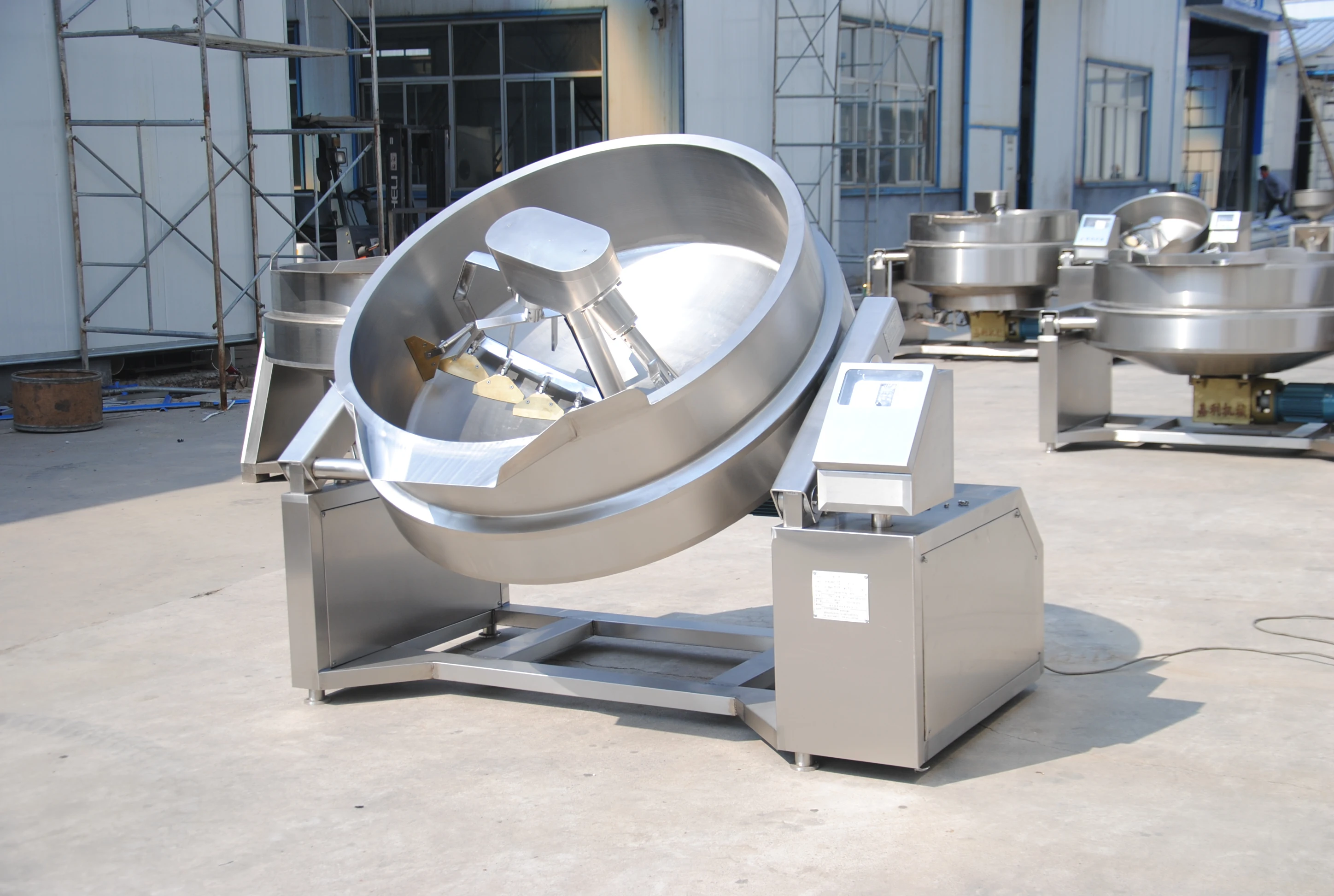 Коммерческий автоматический газовый жаккардовый чайник с смесителем и крышкой