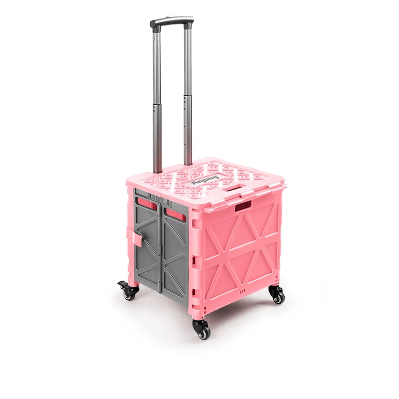 Складная тележка для покупок Anjuny, автомобильный аксессуар для багажа, черная коробка, телескопическая ручка, тележка