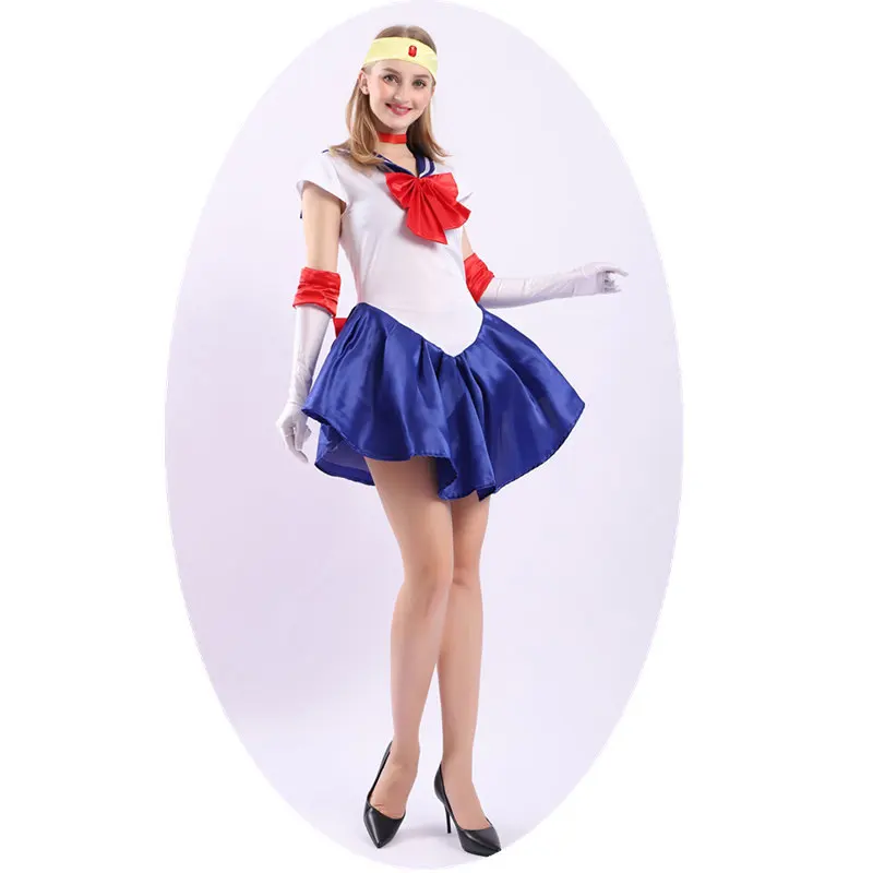 Ladies Sexy Cosplay Sailor Moon Costume Cartoon Movie Cosplay Girl Mercury Moon Mars Dress Halloween Costumes