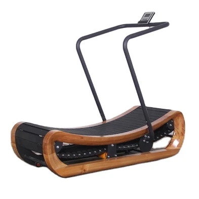 Gym fitness equipment commercial treadmills manufacturers curve Wood air runner treadmill gym mechanical manual curved treadmill