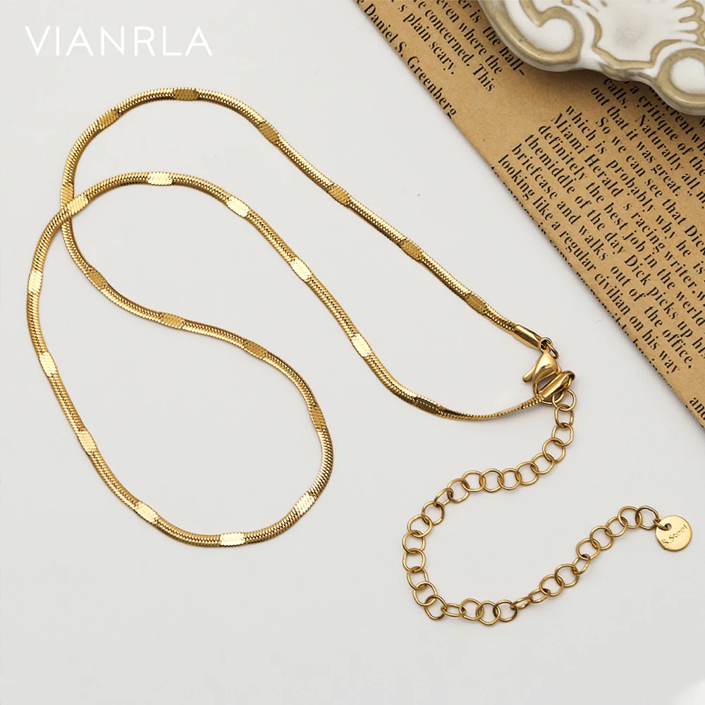 VIANRLA Stainless Steel Necklace Snake Chain 18k Gold PVD Plated Jewelry Hip Hop Style Free Laser Logo Drop Shipping