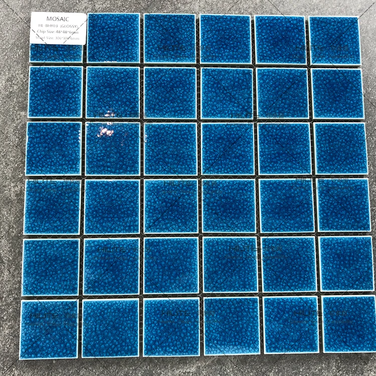 Premium Quality 306*306mm Ice Crack Glaze Blue Swimming Mosaic Tile Pool