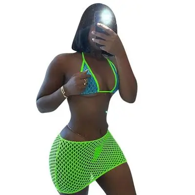 B36173A 2021 Summer sexy mature women sheer lace 2 pcs bikini swimwear