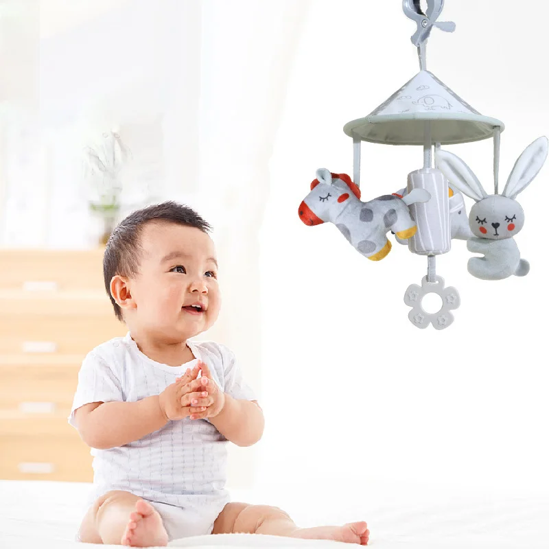 Зонтик с милыми животными игрушки для коляски детские автокресла 0-6 месяцев подвесные новорожденных мягкий звук ветер N079