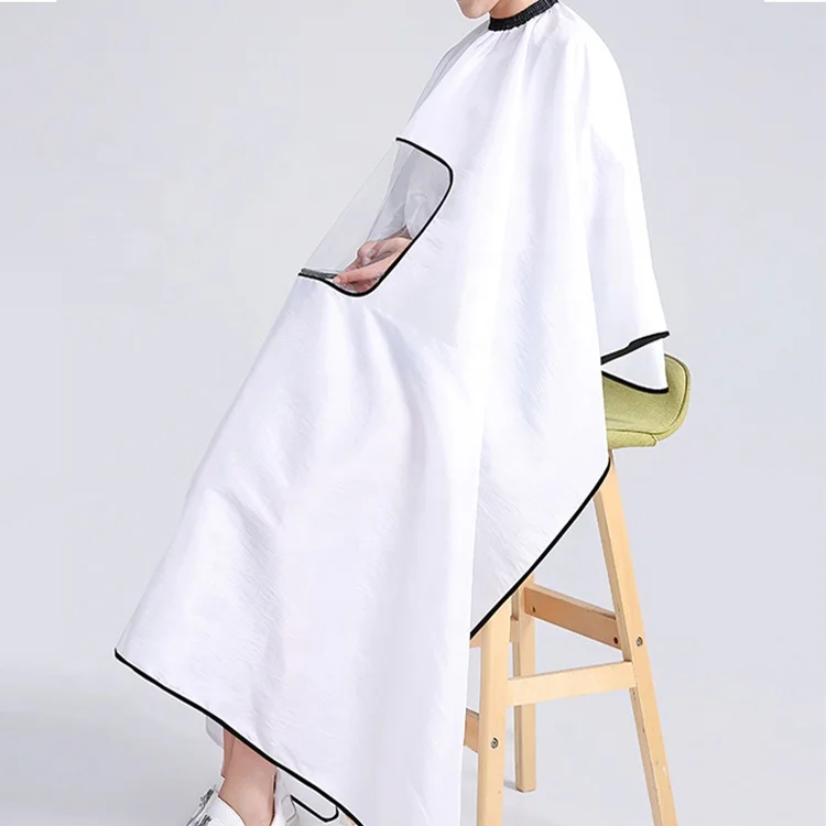 Professional Plain Barber Cape With Clear Window Logo
