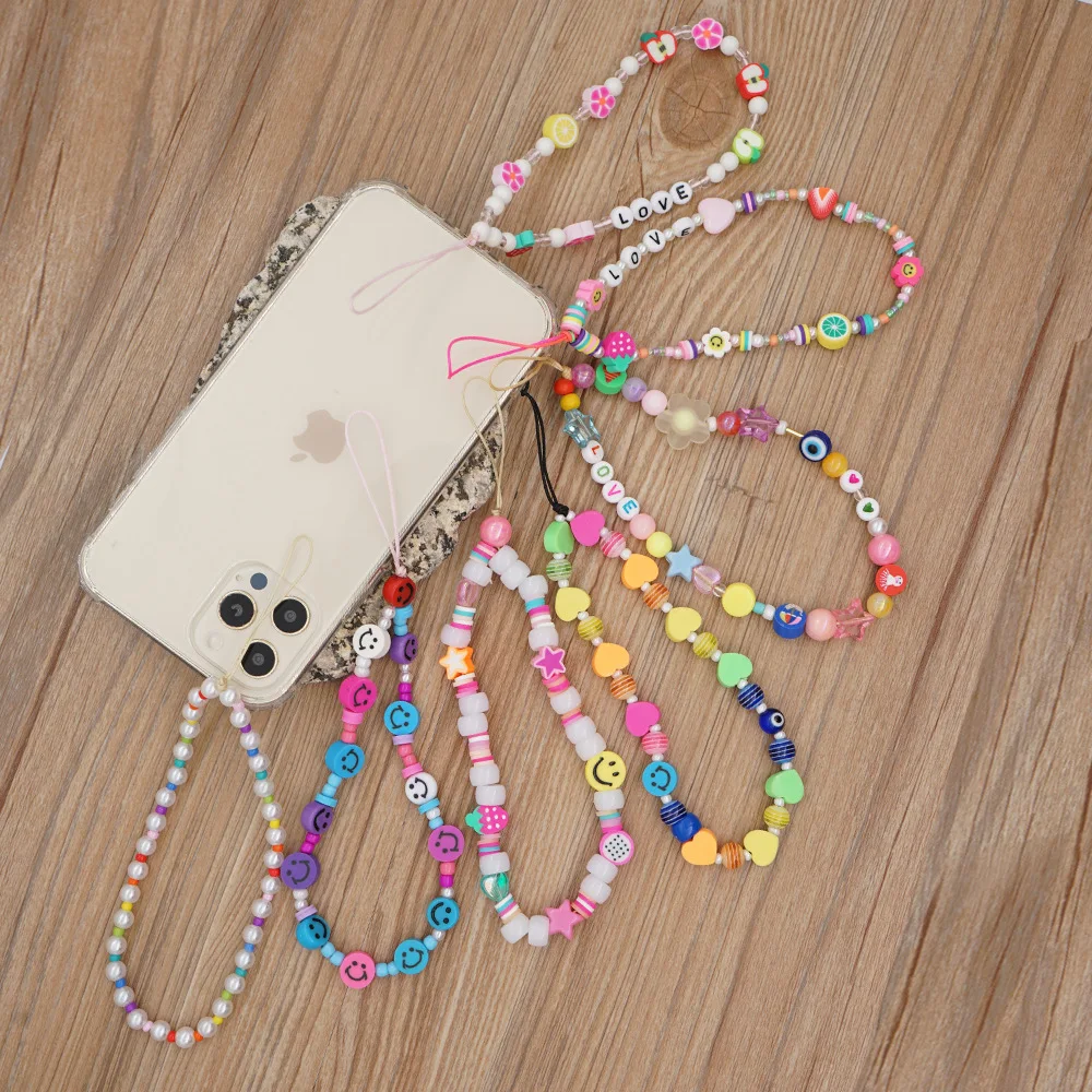 
Ready To Ship Fashion Phone Chain Straps Accessories Charms For Phone Case Acrylic New Pearl Beaded Phone Charm 