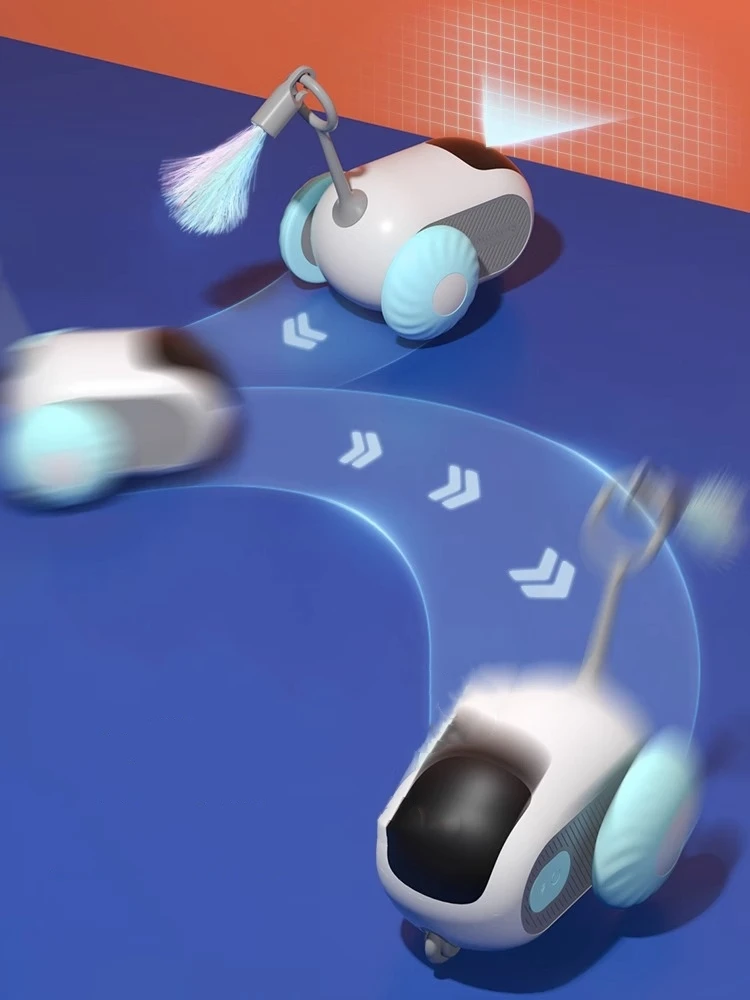Funny smart gravity  remote control electric interact teaser rotate cat toy with feathers
