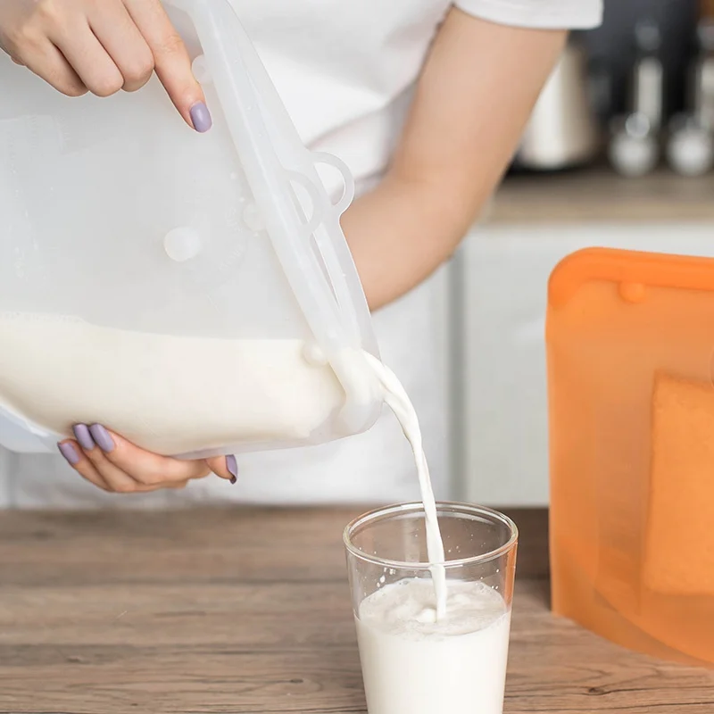 2019 Amazon Hot Selling Silicone Fresh Food Bag Reusable Silicone Food Storage Bag Leakproof Silicone Food Bag