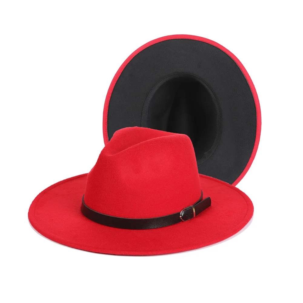  wool felt men Women Material Two Tone adult Fedora hat wide brim custom Party