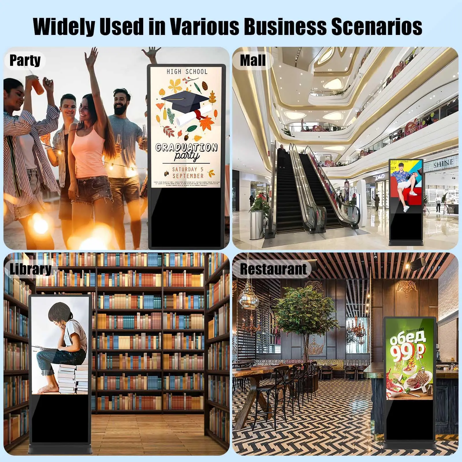 50 Inch Digital Signage Kiosk Non-touchscreen 1GB+8GB Android Lcd Digital Signage Commercial Interactive Advertising Display