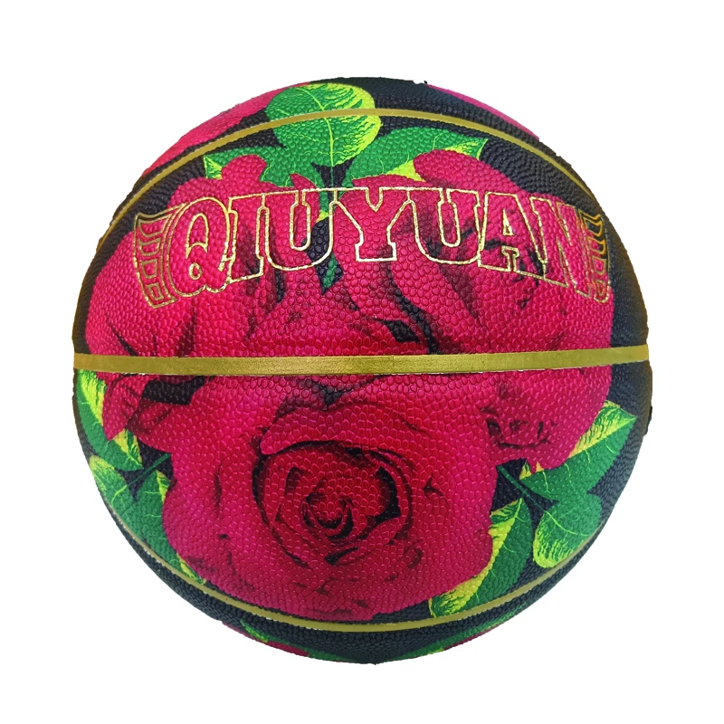 white PU basketball customized allover print  court Equipment basketball ring ball pump low price basketball ball