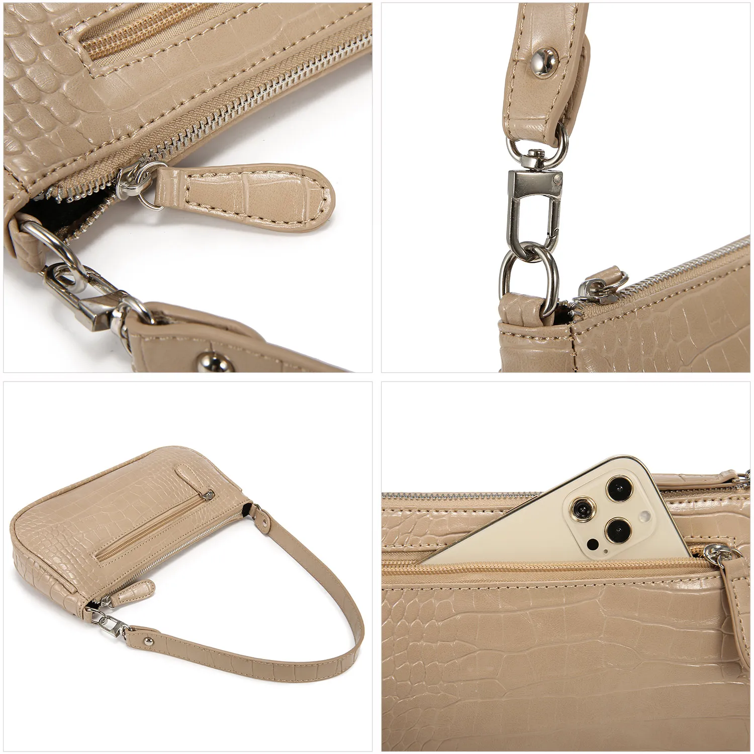 Fashion Ladies Retro Classic Tote HandBag Crocodile Pattern Clutch Mini Purse Shoulder Bags for Women 2023