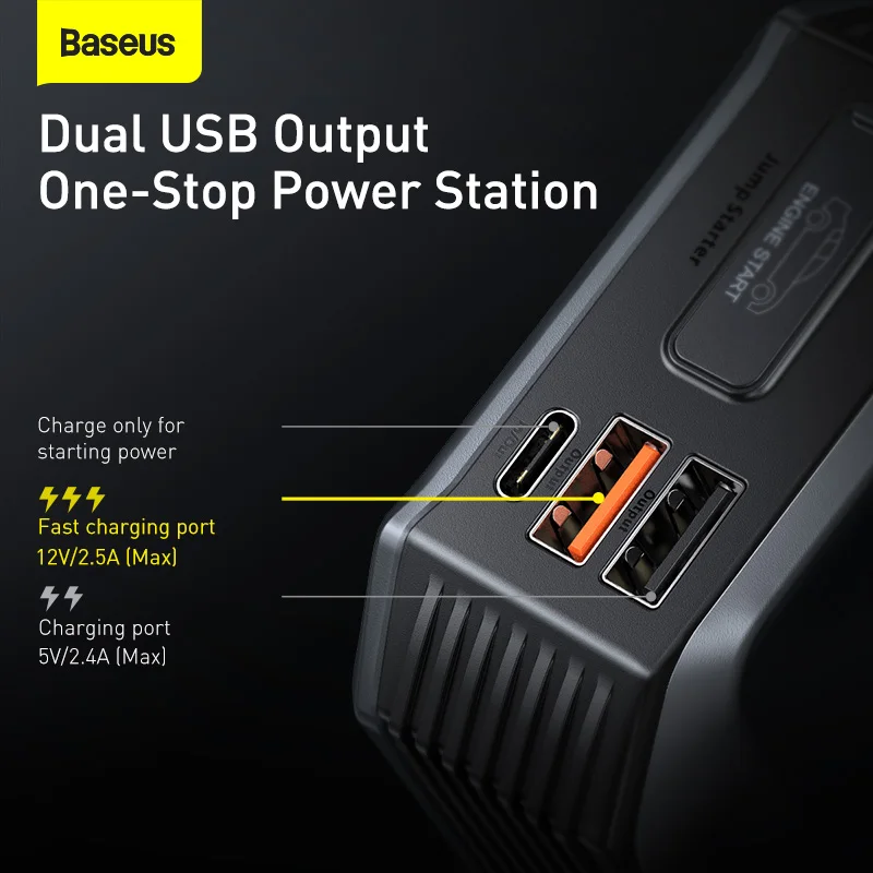 Baseu.s Emergency High Power 12V 2000A Start 20000mAh Peak Super Energy Car Jump Starter