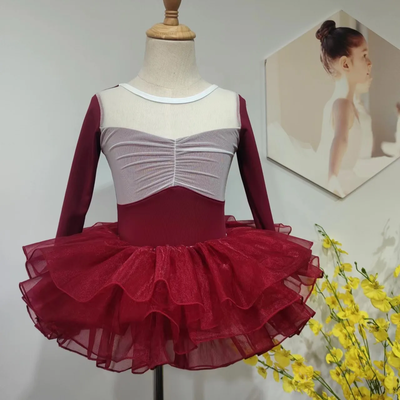 2023 winter new trendy popular long sleeves colorful dance ballet tutu for performance and stage