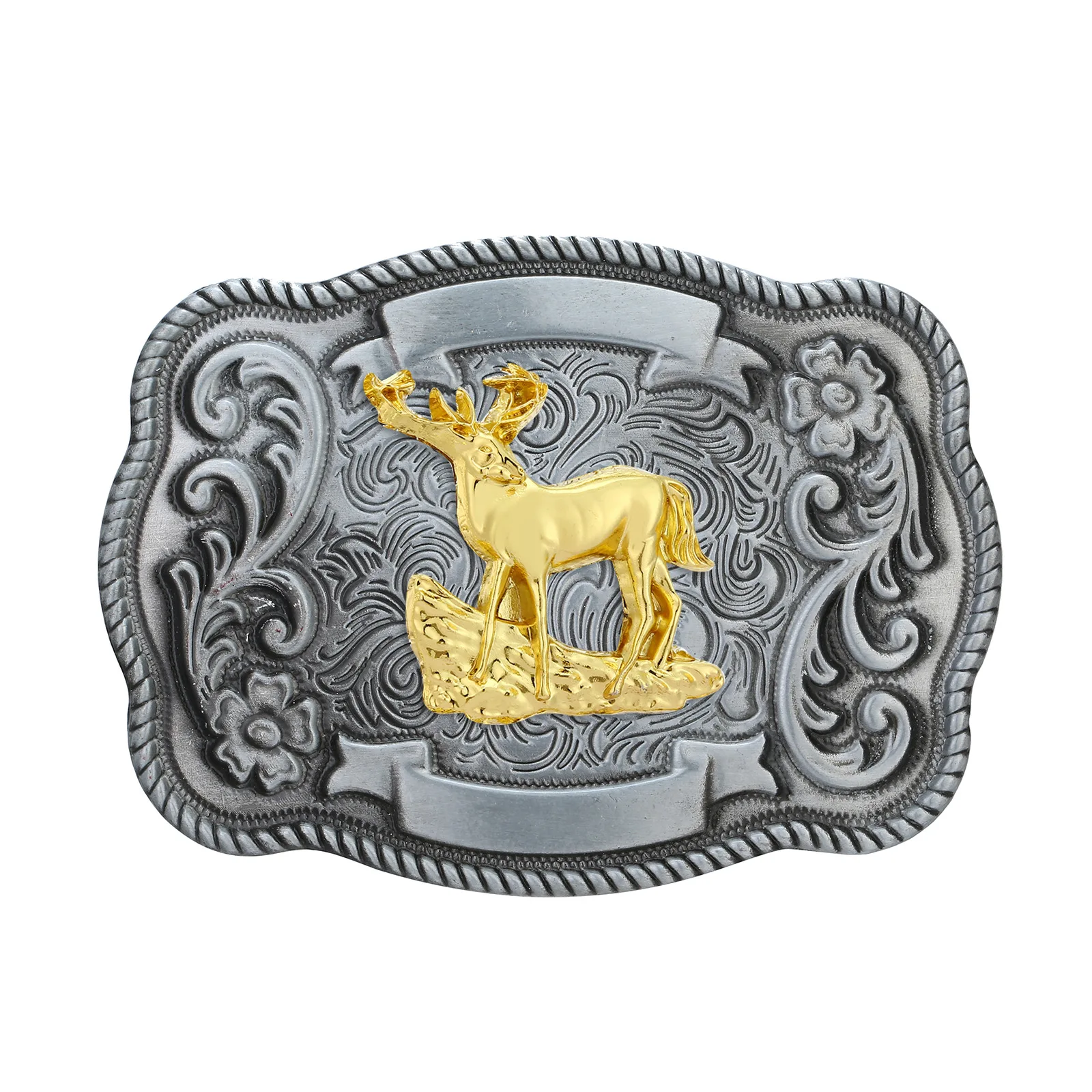 2024 professional manufacturer custom Zinc Alloy animal belt buckle double plating color Western belt buckle for belts